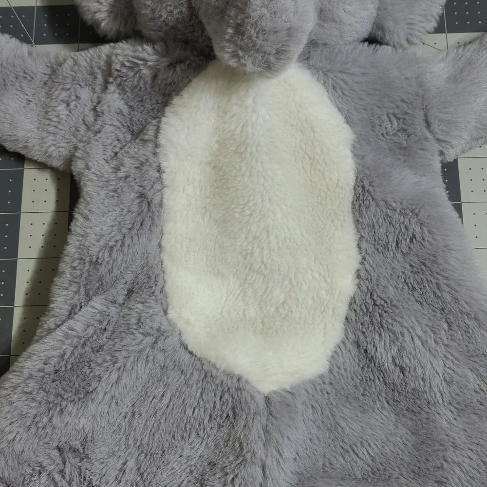 ELEPHANT LOVEY GRAY W WHITE PAWS & BELLY SECURITY BLANKET KELLY TOY FLAT CRINKLE